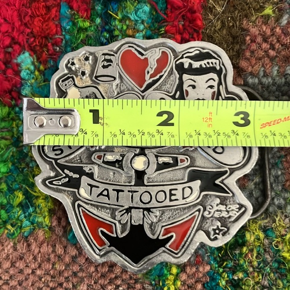 Vintage Sailor Jerry Stewed Screwed and Tattooed Authentic Pewter Belt Buckle - Picture 3 of 4